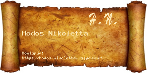 Hodos Nikoletta névjegykártya